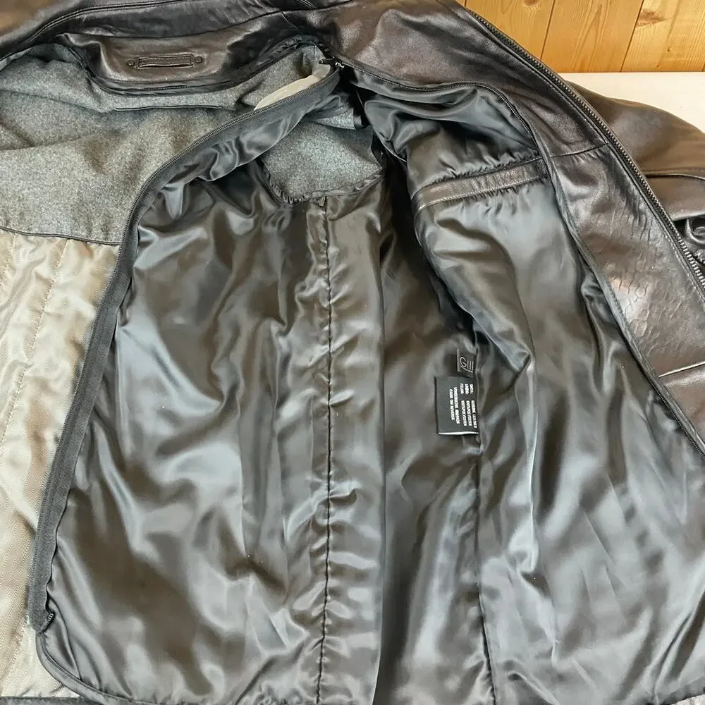 Men's Wilsons Leather Bomber Jacket with Removeable Lining, Black - Size M - Picture 7 of 8